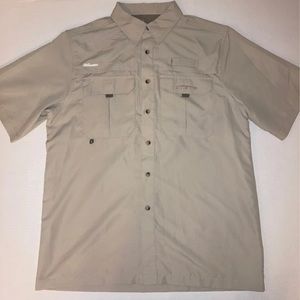 Tan Fishing Shirt Short Sleeve Size M